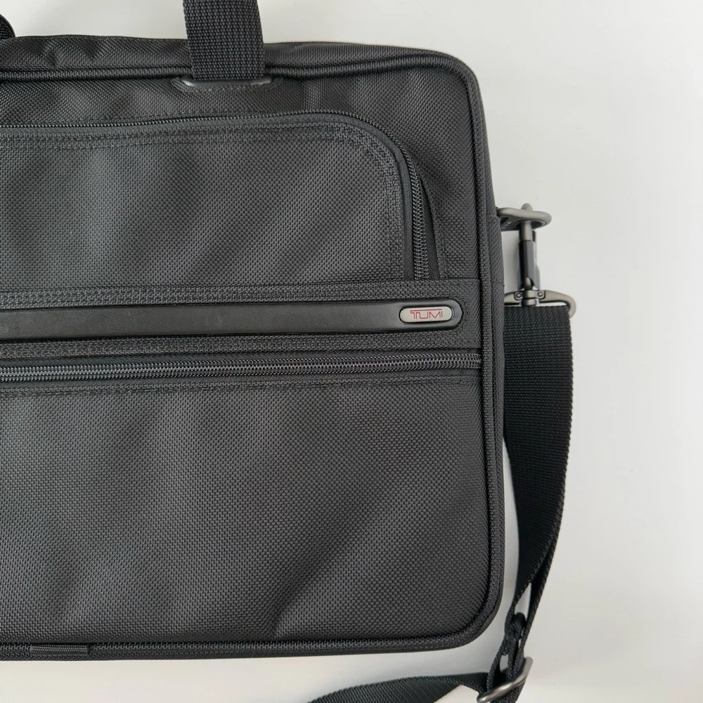 Tumi Slim Portfolio Expandable Laptop Briefcase in Black